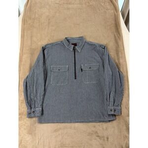 Five Brother Railroad logger shirt Men's 2XL Tall Hickory Stripe 1/2 Zip EUC